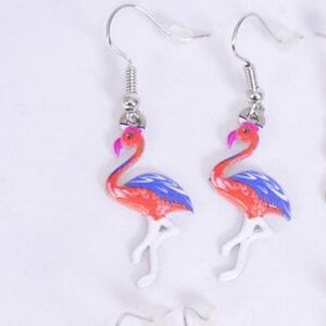 Flamingo Bird Color Earrings Enamel bird colorful stainless steel hypoallergenic